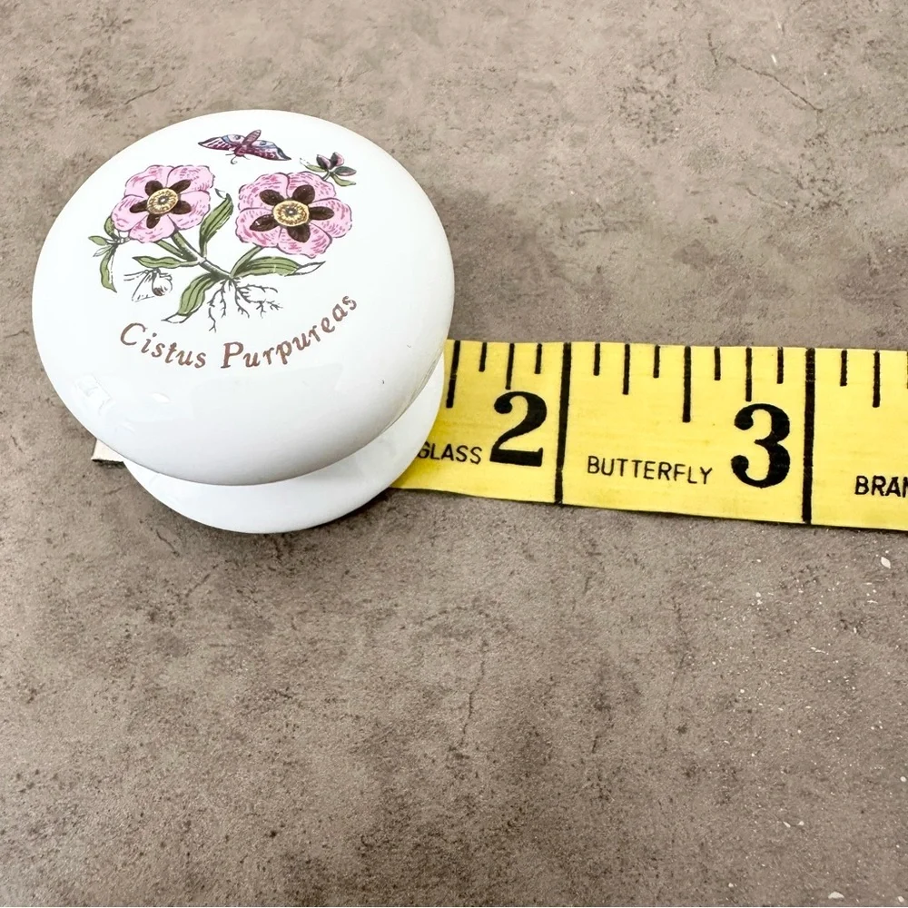9 Ceramic Portmeirion Botanic Garden Dresser Knobs Pulls Cistus Purpureas flower